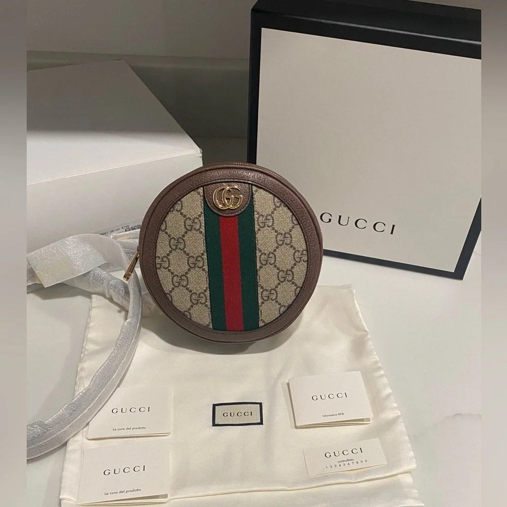 NEW!✨GUCCI✨GG GUCCISSIMA SUPREME & LEATHER ROUND BACKPACK SHOULDER CROSSBODY BAG - Picture 2 of 15